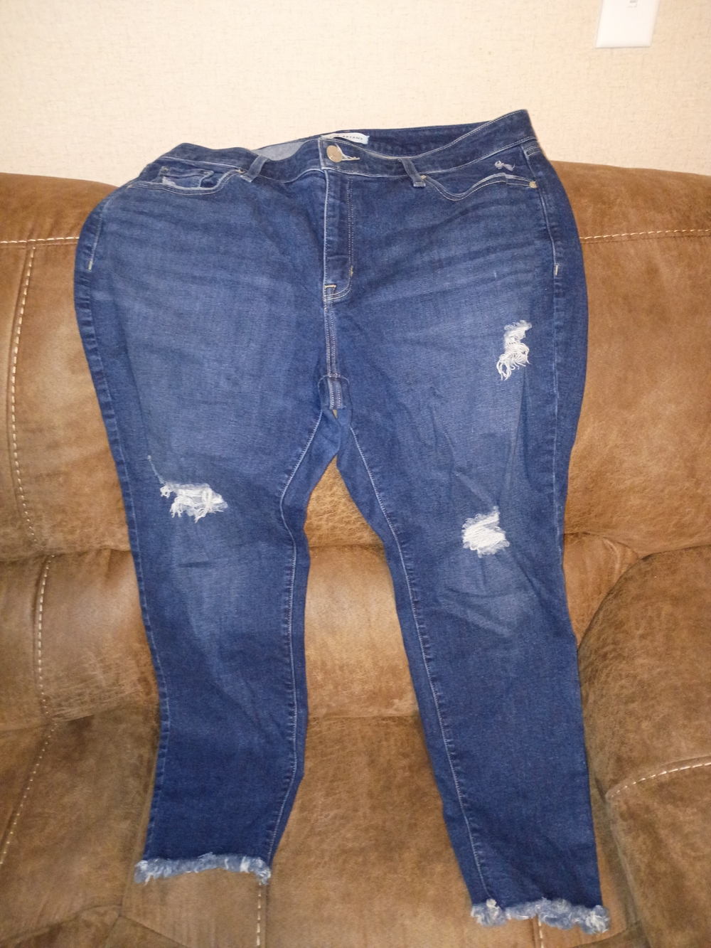 Lane Bryant Dark Blue Distressed Boot Cut Jeans